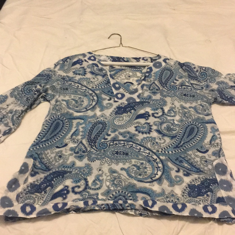 Blue and white paisley pattern tunic